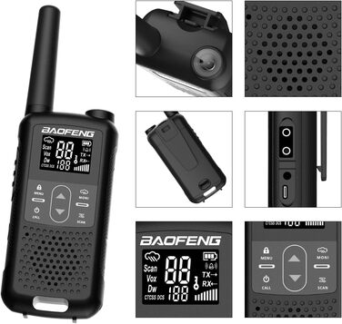 Baofeng GT-22, license-free PMR 446 Walkie Talkie Set, professional radio, up to 3km range, 16 channels, rechargeable radio with headset (2 pieces)