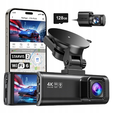 Автомобільний відеореєстратор Redtiger F7N 4K з GPS та передньою і задньою камерами