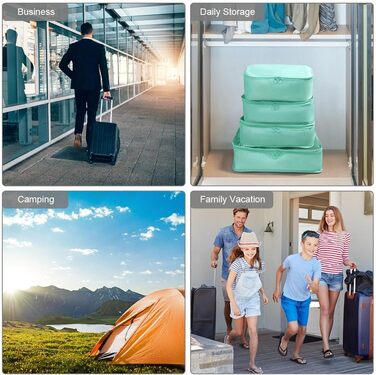 Органайзер для валізи OSDUE, набір 8 шт: кубики для пакування, водонепроникні чохли для одягу, сумочка для косметики, мішечок для взуття, кишеня для USB-кабелів (бежевий)