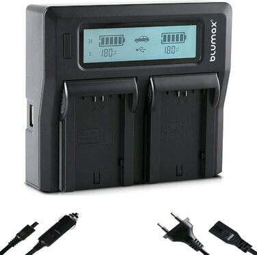 Зарядний пристрій Blumax Slim Dual для акумуляторів Sony NP-FZ100 – сумісний з Sony Alpha 6600 6700 A7 III 7RM3 / Alpha 9 III 9III 9S / A9 A9III A9S (LCD)
