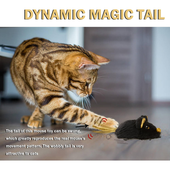 Interactive cat toy for indoor cats, rechargeable automatic moving mouse cat toy with squeak sound, smart electric mouse cat toys.