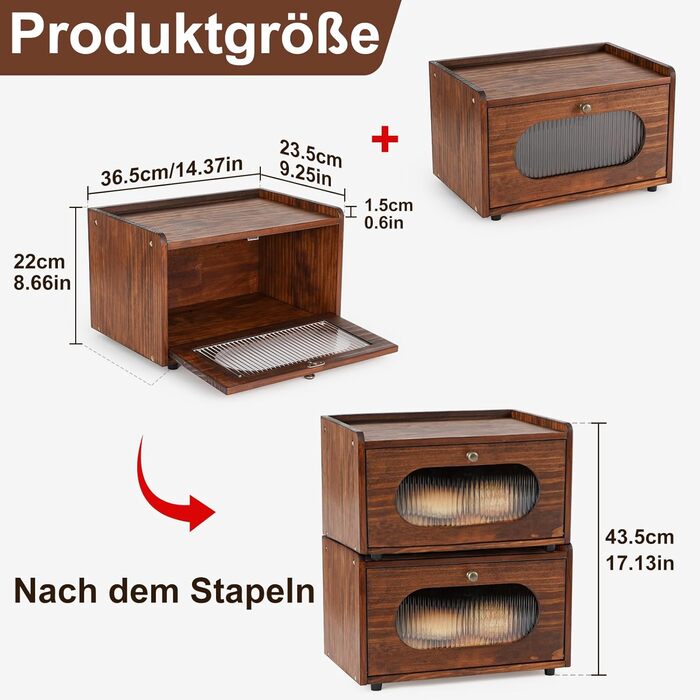 Бротокришка GUUSII HOME з дерева, 36.5x23.5x22 см (колір: коричневий)