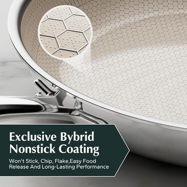 Набір сковорідок Redchef з антипригарним покриттям Ceramic, 3 шт., 20+26+30 см (чорний), 20+24+28 см (бежевий). Без PFOA, PTFE, PFAS. Можна мити в посудомийній машині та використовувати в духовці.