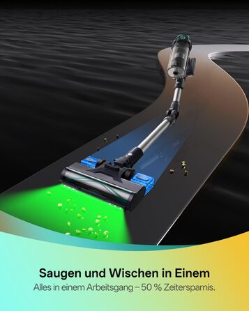 Бездротовий пилосос Vexilar V15Max з функцією миття підлоги, 60KPa/600W/60хв, гнучкий шланг, док-станція, GreenEye, насадка для твердих підлог та шерсті тварин, об'єм 1,5л, для килимів та шерсті тварин, колір: блакитний