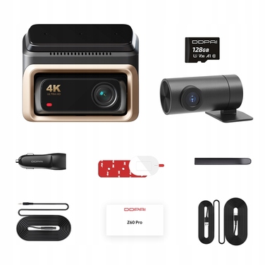 Автомобільний відеореєстратор DDPAI Z60 Pro 4K HDR з GPS, задньою камерою та карткою пам'яті 128 ГБ