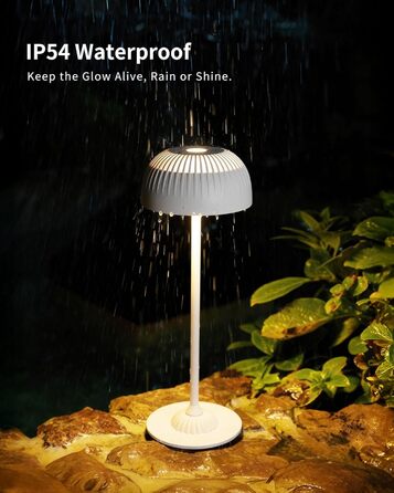 Світлодіодна настільна лампа бездротова LED для вулиці та дому, диммована, з акумулятором 5200mAh, водонепроникна IP54, чорна (D-біла)