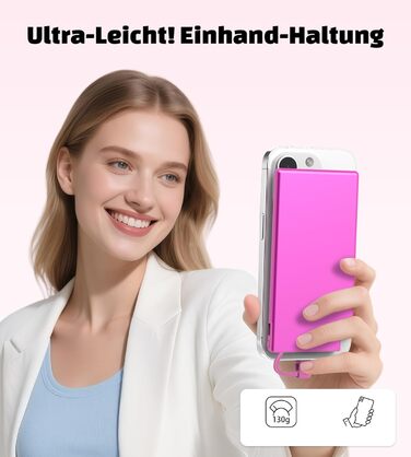 Power Bank Auskang 5000mAh Slim з кабелем для iPhone (до iPhone 14) - Рожевий