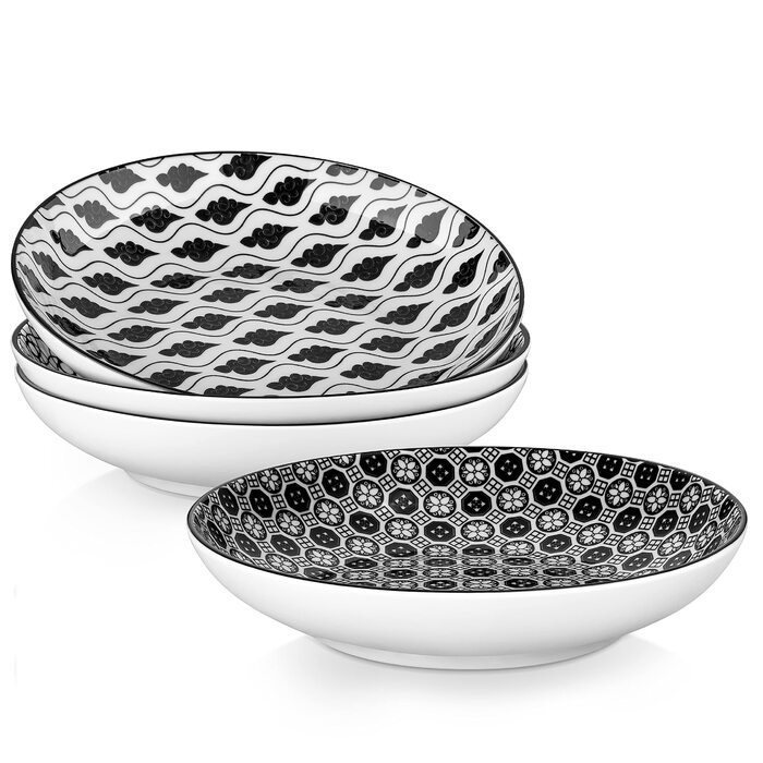 Набір супових тарілок Vancasso HARUKA, 4 шт., 1000 мл, чорний керамічний посуд