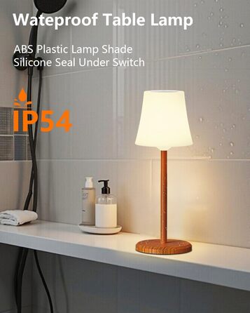 Настільна лампа бездротова LED 2 шт, акумуляторна, з регулюванням кольору та яскравості, сенсорне управління, водонепроникна IP54 для спальні, вітальні, балкону