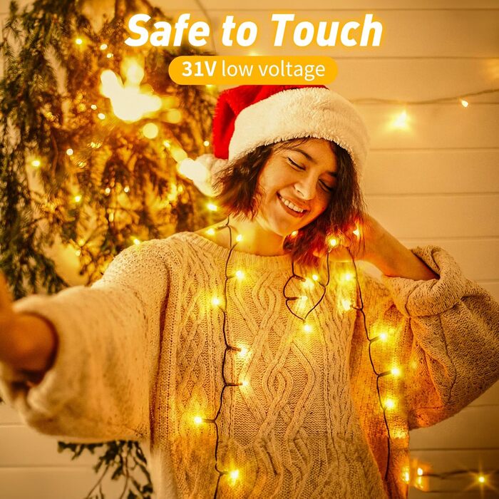 Гірлянда світлодіодна для прикраси ялинки та дому, 80м, 800 LED, вологостійка, з пультом, таймером, 8 режимів, тепле біле світло, для саду, вечірки, святкування Різдва