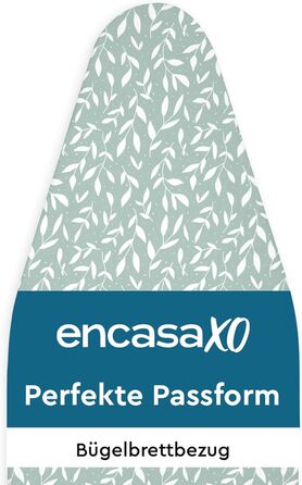 Чохол для прасувального столу Encasa XO з фетровою підкладкою та кордуванням (112x34 см), світловідбиваючий, з принтом широких зелених листя