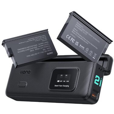 Зарядний пристрій llano AC2 30W Hub для Insta360 X5 з двома акумуляторами 2500mAh, 3 слоти PD, LED-індикація