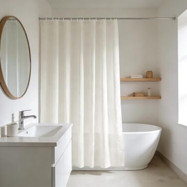 Штора для ванної кімнати YISURE антигрибкова 200x220 см, текстиль-поліестер, водонепроникна, колір кремовий