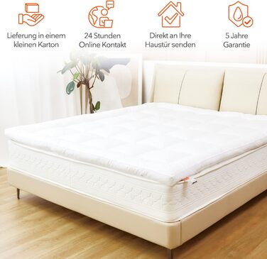 Sweetnight 3D Ultra Soft Mattress Topper Microfibre Polyester Durable Breathable Mattress Pad Mattress Topper Super Soft Fluffy Mattress Cover 120 x 190 x 6 cm White