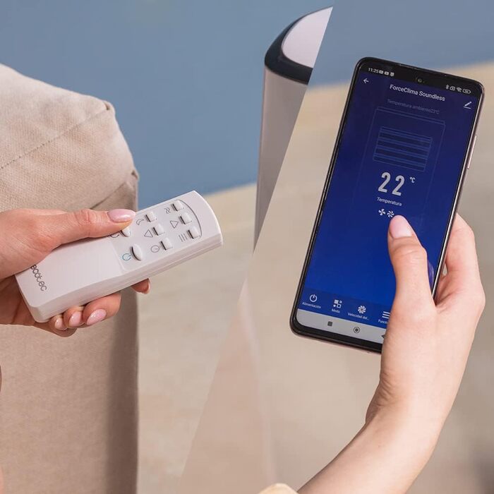 Портативна система кондиціонування Cecotec Forceclima 7400 Touch з пультом та сенсорним керуванням. 7000 BTU, LED-дисплей, 4 режими, 2 швидкості, площа охоплення до 15 м2 (пульт + сенсорне керування + APP)