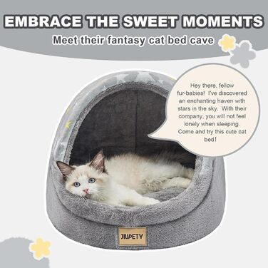 Jiupety Cat Cave, Cat House, Cat Basket, Cat Bed with Non-Slip Bottom, Washable Detachable Cushion, M (41 cm x 41 cm x 33 cm), (Gray, L 41 cm x l 41 cm x H 33 cm)