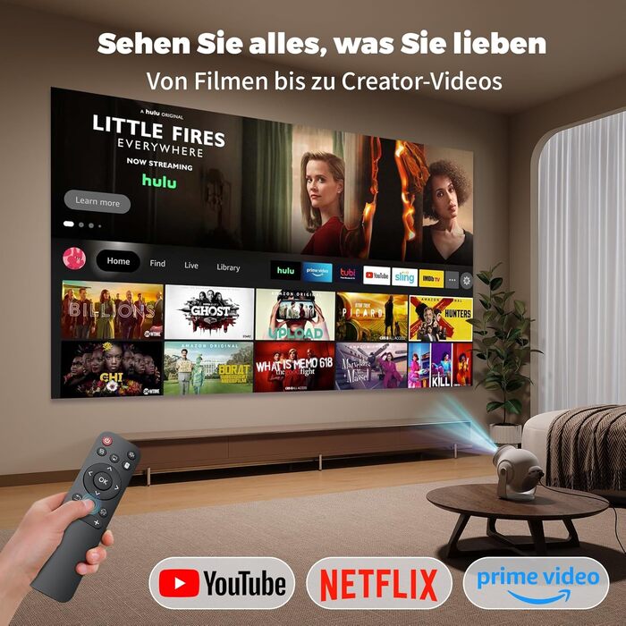 Міні проєктор Beamer TP360mini-400ANSI: 1080P Full HD, 480 ANSI Lumen, Android 14, WiFi 6, Bluetooth 5.4, 180° оберт, 4K декодування