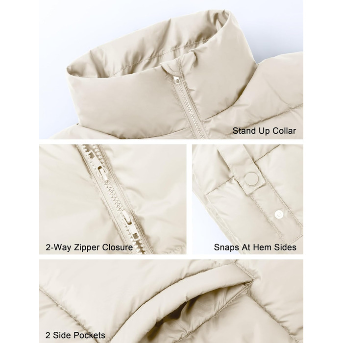 Легка стьобана жилетка Fengbay з пухом та стоячим коміром для осені та зими (Бежевий, M)