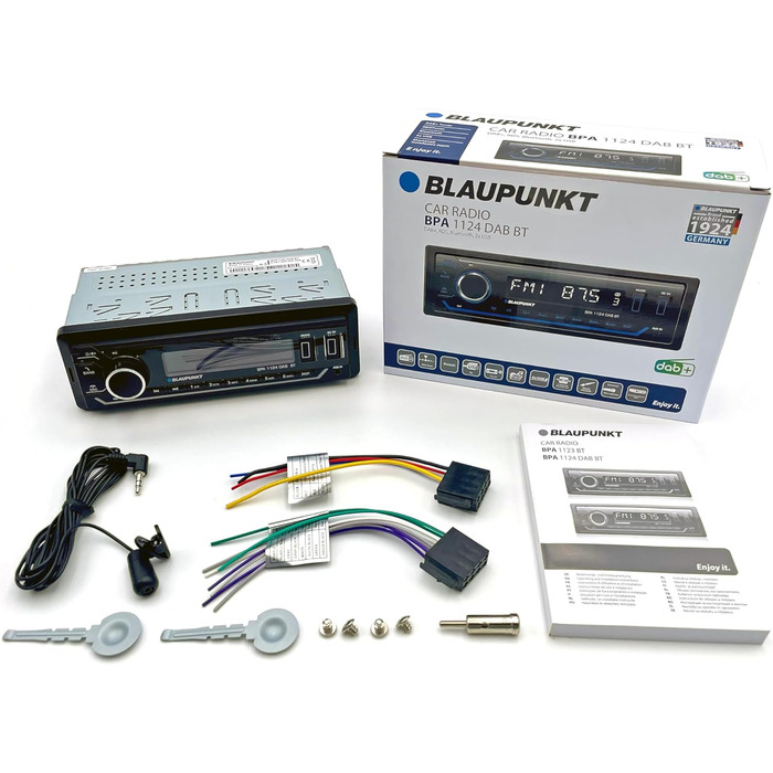 Автомагнітола Blaupunkt BPA 1124 DAB+ Bluetooth, 1-DIN, 200 Вт, 2xUSB, Aux, мультиколір, гучний зв'язок