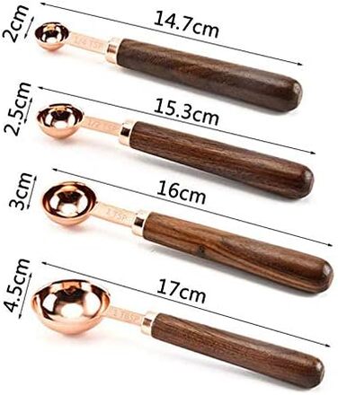 Dog measuring cups, set with, stainless steel, copper-coated, metal, measuring spoons, cooking set, kitchen accessories