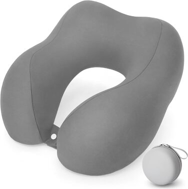 Подушка для шиї в подорожах: Memory Foam, для авто, літака, офісу, дому (сіра)