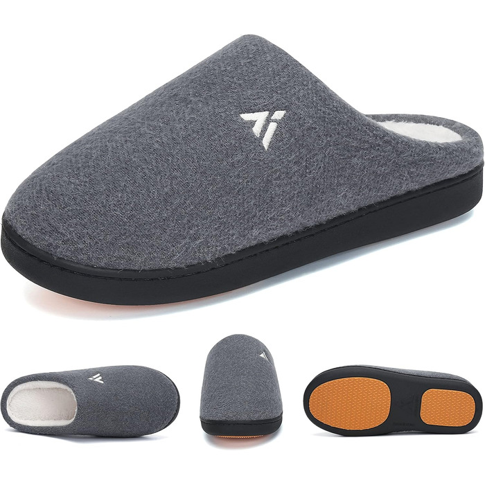Тапочки жіночі зимові Mishansha Herren з піною пам'яті, антиковзкі, розмір 36-49 (темно-сірий, 37 EU)