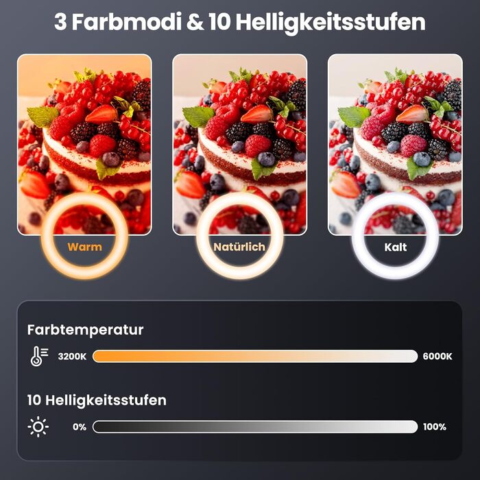 Настільний штатив з кільцевим світлом – подвійний тримач для 2 смартфонів, регульоване кільцеве світло з металевим штативом, 10.5' для коучингу/фуд-блогерів/влогів/мейк-апу/DIY