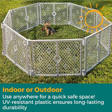 Клітка-вольєр для собак MyPet з 8 панелей, сірого кольору, довговічна та стійка до УФ-випромінювання, портативна, регульована, зручна для тварин, дружній дизайн з принтом лап, світло-сіра