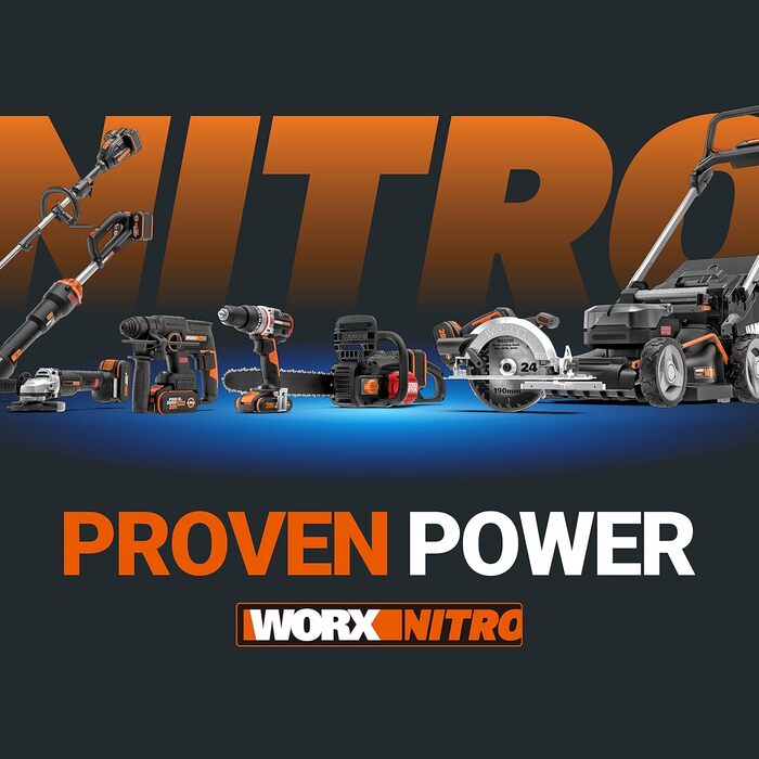 Worx NITRO WG330E.9 20V Cordless Hedge Trimmer - Effortless cutting thanks to electric drive, brushless motor, without battery and charger, Black/Orange