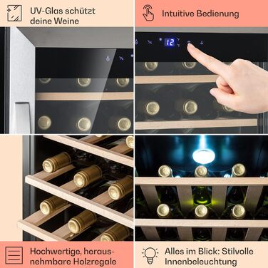 Klarstein Freestanding Wine Cooler - Compact Beverage Refrigerator with Dual Zone & Glass Door - Indoor/Outdoor Beersafe - LED Lighting - 5-18°C - 33 Bottle Capacity