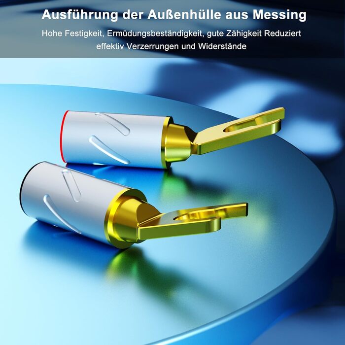 Набір позолочених роз’ємів-шпильок для акустичних кабелів Monosaudio SY1508G, чиста мідь, для кабелів 8-20AWG (до 4мм), 8 шт.