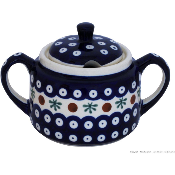 Original Bunzlauer Ceramics Sugar Bowl, 0.35 Liters, with Decoration 41