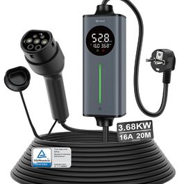 Кабель для зарядки електромобіля GONEO, Тип 2 - Schuko, 10м, 16A, 3.68 кВт, AC/DC, з захистом FI, автоматичним заземленням та контролем температури, таймер, сертифікат TÜV