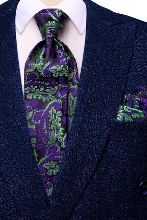 Чоловіча краватка Hi-Tie чорно-рожева з візерунком пає, смужки, крапки, нагрудна хустинка та запонки для весілля, офіційних заходів та бізнесу (чорний, фіолетовий, зелений)