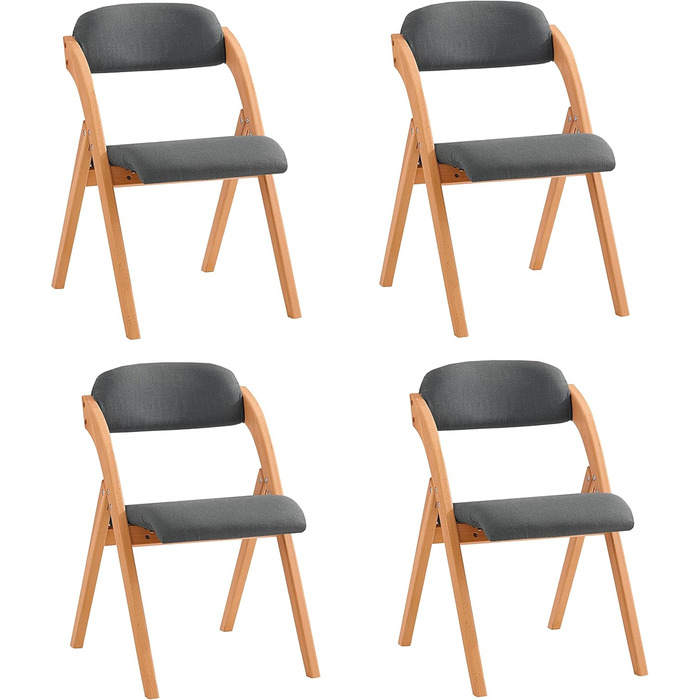 SoBuy FST92-GR Folding Chair Kitchen Chair with Padded Seat and Backrest Green WxHxD approx.: 47x77x60cm Green (4 chairs, Dark Grey)