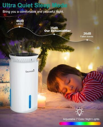 Електричний осушувач повітря 2000 мл, тихий осушувач для дому та офісу, проти вологи, 50㎡ (білий)