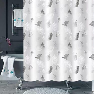 Шторка для душу 180x200 см антигрибкова, водовідштовхувальна, швидко сохне, текстиль, пральна машина, 12 гачків для ванної кімнати