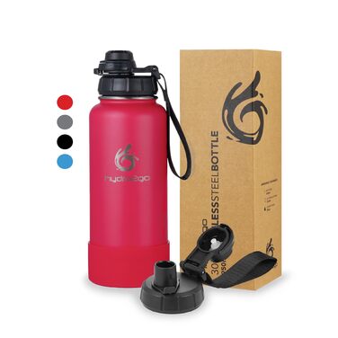 Термофляга Hydro2Go Edelstahl 950 мл з соломинкою, ізольована, BPA-free, не протікає, зберігає холод 24 год / тепло 12 год, для спорту та активного відпочинку, маджента