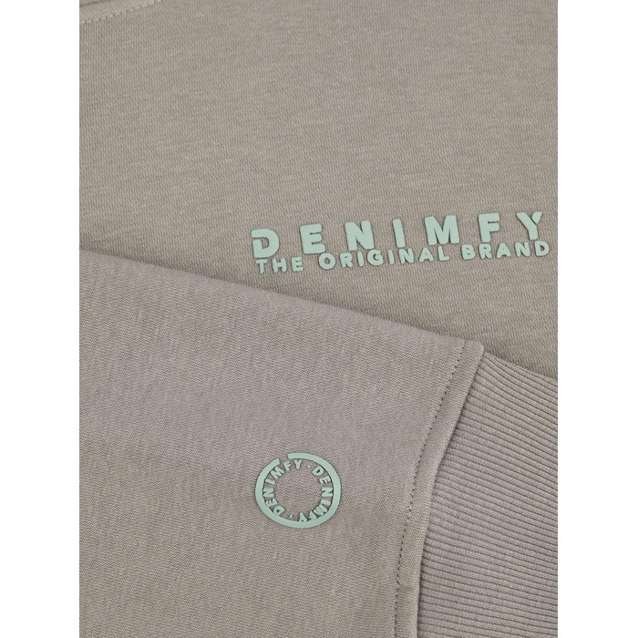 Чоловічий худі Oversize DENIMFY DFMaxim з принтом, бавовняний світшот з капюшоном, колір Taupe-mineral Green, розмір XXL