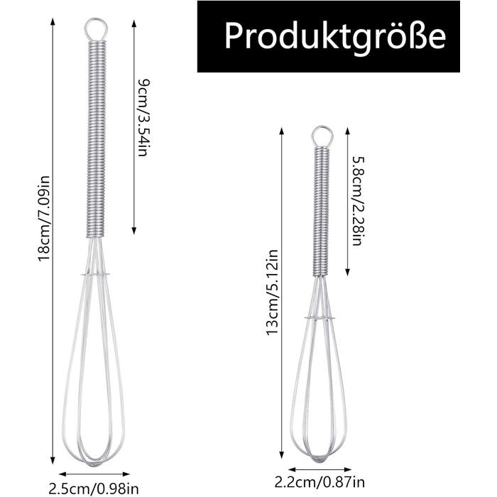 Набір вісків для збивання та перемішування: 13см та 18см, нержавіюча сталь