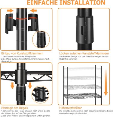 Розширюваний вішак для одягу, металевий гардеробний стійка з регульованими полицями, важкий, чорний