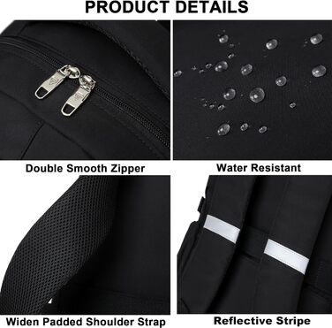 Шкільний рюкзак для підлітків, дівчаток, 3-в-1: рюкзак, ланчбокс, пенал (чорний)