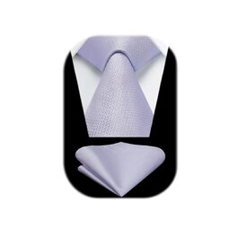 Краватка Hisdern для чоловіків: однотонна краватка з нагрудним хустиною. Класичний комплект для весілля, ділових зустрічей та свят. (Ліловий)