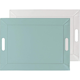 Freeform DUO Tablet 55 x 41 cm | Mint/Gray | 2-in-1 Serving Tray and Table Setting | Heat-resistant swivel table up to 90°C | Rectangular faux leather tray | with handles for carrying