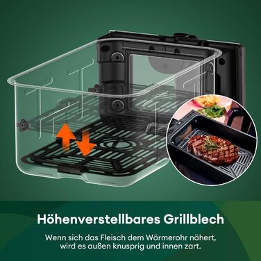 CHEFREE Dual Zone аерофритюрниця з оглядовим вікном, 8 л XL, подвійний Airfryer, LED-сенсорна панель, антипригарне покриття, 8-в-1, розумна, таймер, кошики для посудомийки, чорна, модель AFW20
