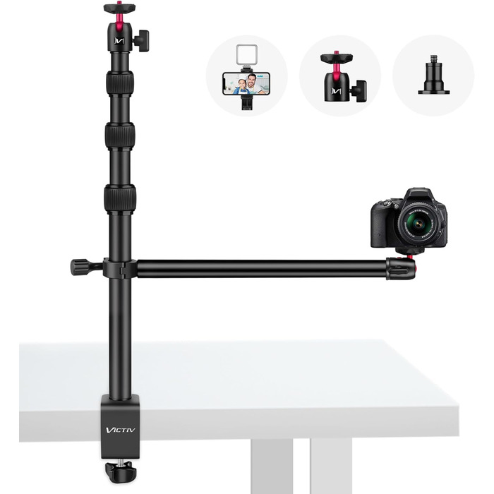 Кріплення для камери Victiv, 37-105 см: гнучкий штатив для DSLR, LED, веб-камери, смартфона (чорний/червоний)