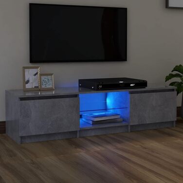 Тумба під телевізор vidaXL з LED підсвічуванням, бетонно-сіра, 140x40x35,5 см, ТВ стіл, комод, меблі для вітальні
