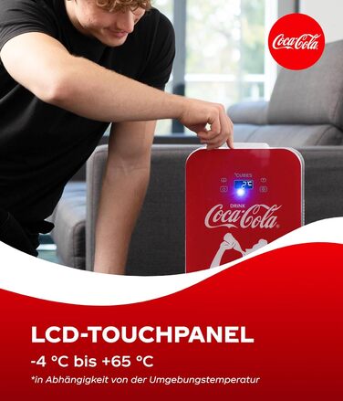 Міні-холодильник Coca-Cola 9.3л з LCD-дисплеєм: Автомобільний та побутовий, тихий та енергоефективний 12V/220V