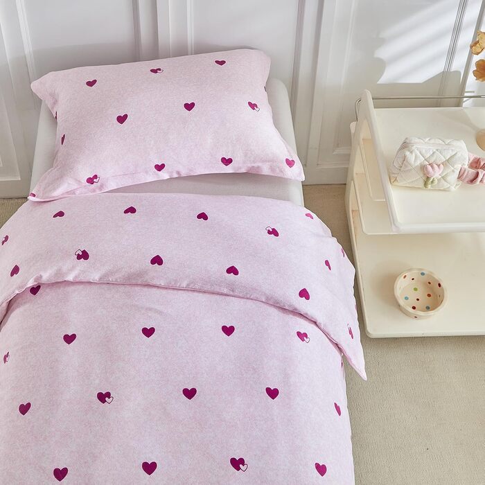 Дитяча постільна білизна для ліжечка, зелений квітковий принт, комплект для дівчинки, м'який двосторонній комплект з подушкою, 120 x 150 см, зелений/квітковий (Violetter Stern)