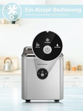 2024 Ice Maker Test Winner - 14kg Capacity, Fast Ice Production, Quiet Operation, 120W with Scoop & Basket - Compact Ice Maker for Home & Office (Silver)